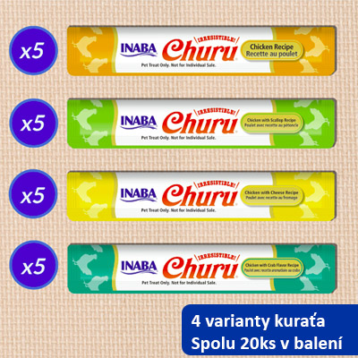 Inaba Cat Churu Multipack - Kuracie 4 varianty 20ks 280g obsah popis